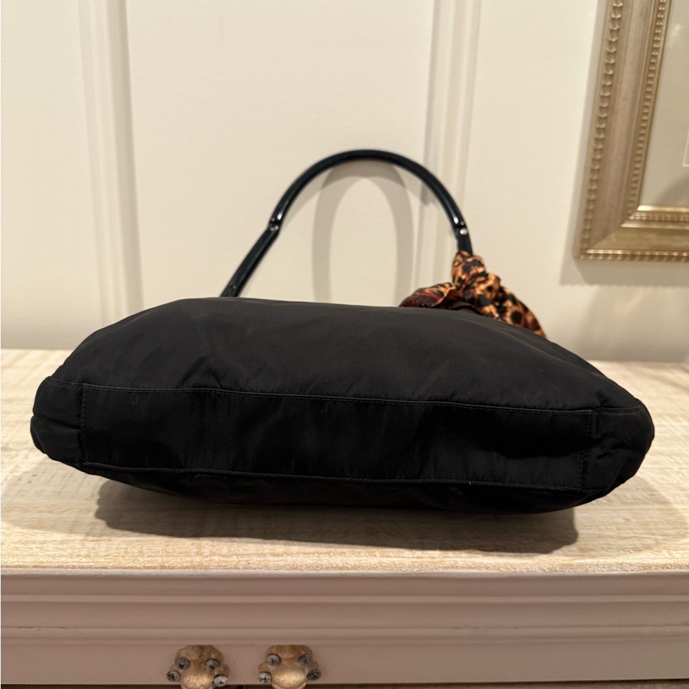 Prada Black Nylon Shoulder Bag w/ Lucite Handle & Leopard Twilly EUC - Picture 6 of 11